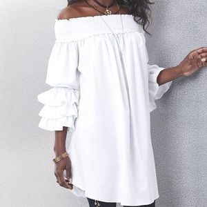 Ruffled off the shoulder top